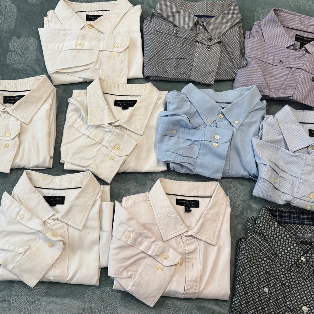 Banana Republic Men's Button-Down Shirts White, Blue, Gray, purple bundle of 10